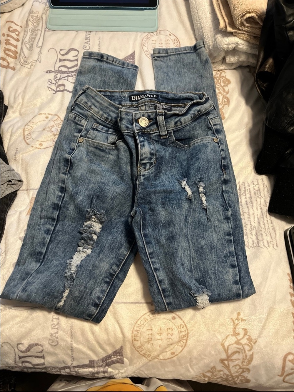 Distressed Women's Blue Jeans